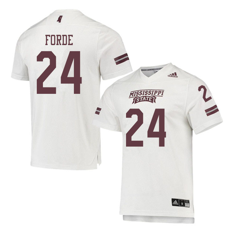 Men #24 Christian Forde Mississippi State Bulldogs College Football Jerseys Sale-White